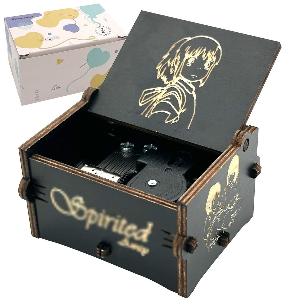 5915 SpAway Always with me Wind Up Music Box, Vintage Engraved Wood